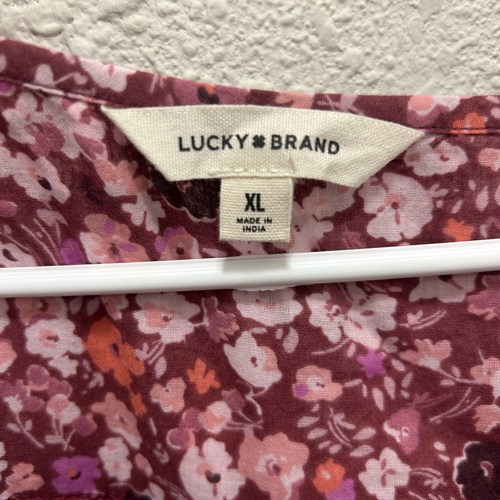 Lucky Brand Floral Printed Tiered Mini Dress in Mauve Multi NEW XL - Picture 5 of 10